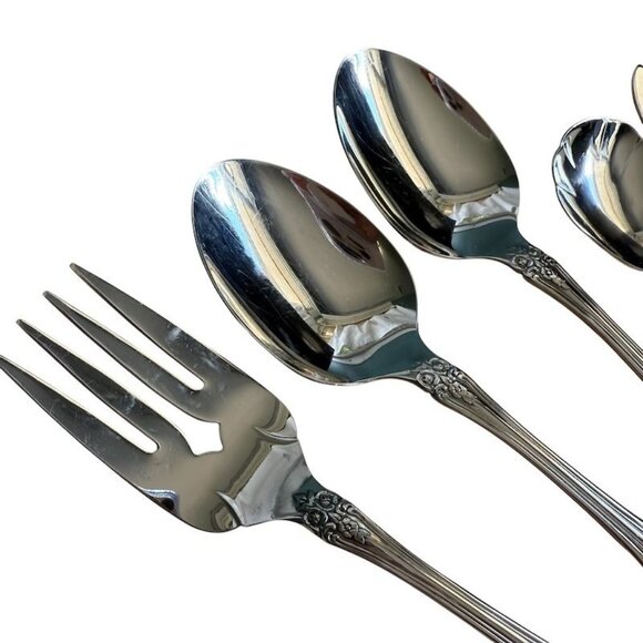 5 Pc Serving Set SSS Oneida Pembrooke Renoir Stainless Flatware Vintage - Picture 6 of 10